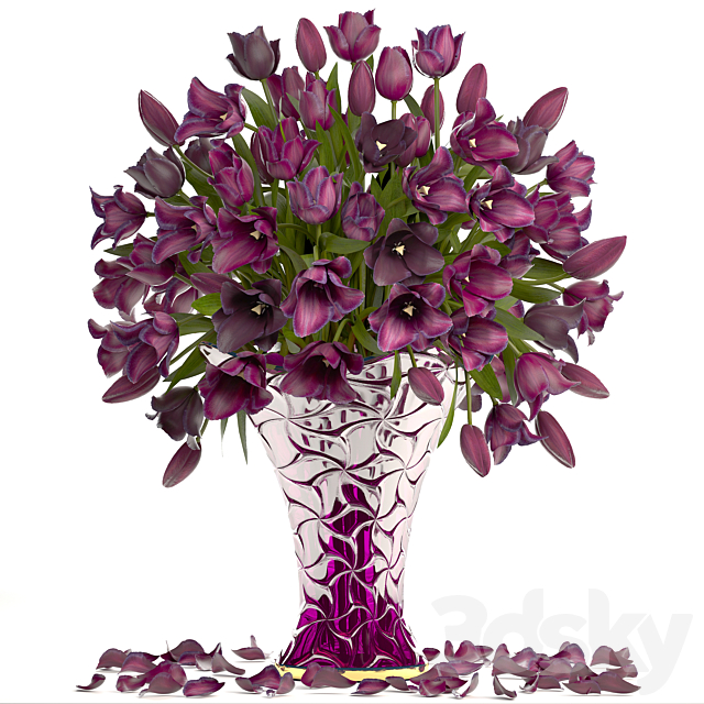 Bouquet of tulips 21. Tulips. spring flowers. vase. decor 3DSMax File - thumbnail 1