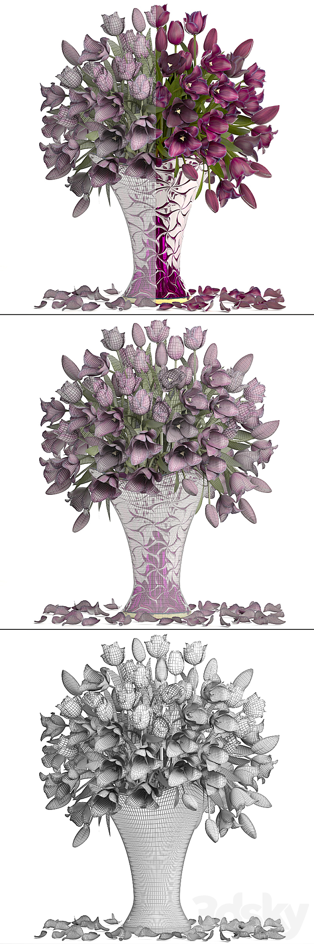 Bouquet of tulips 21. Tulips. spring flowers. vase. decor 3DSMax File - thumbnail 3