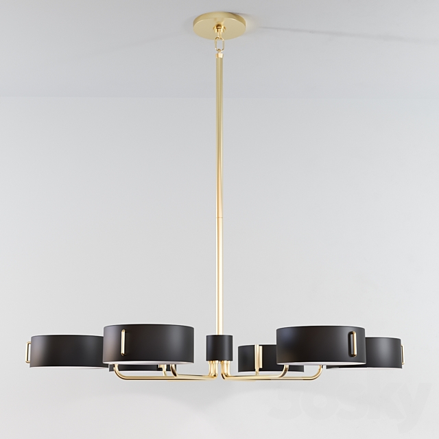 Axle Brass Black Shade Chandelier by Crate and Barrel 3DSMax File - thumbnail 2
