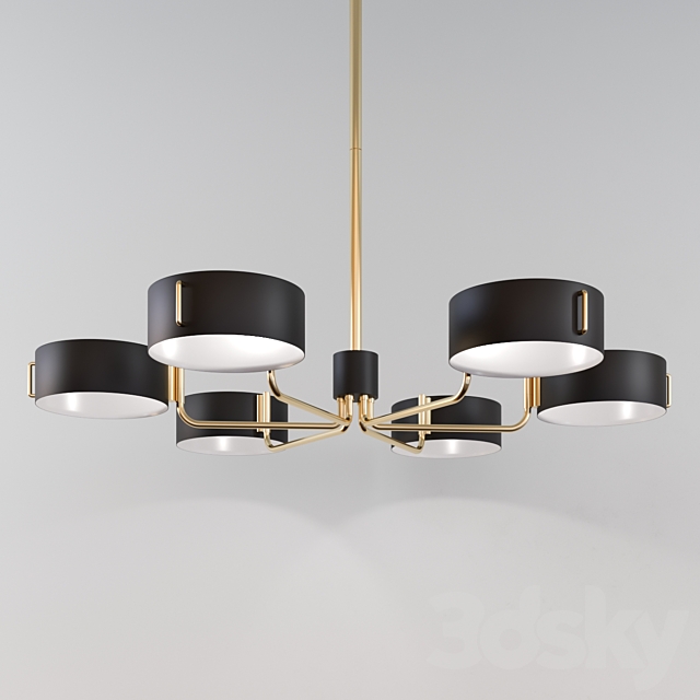 Axle Brass Black Shade Chandelier by Crate and Barrel 3DSMax File - thumbnail 1