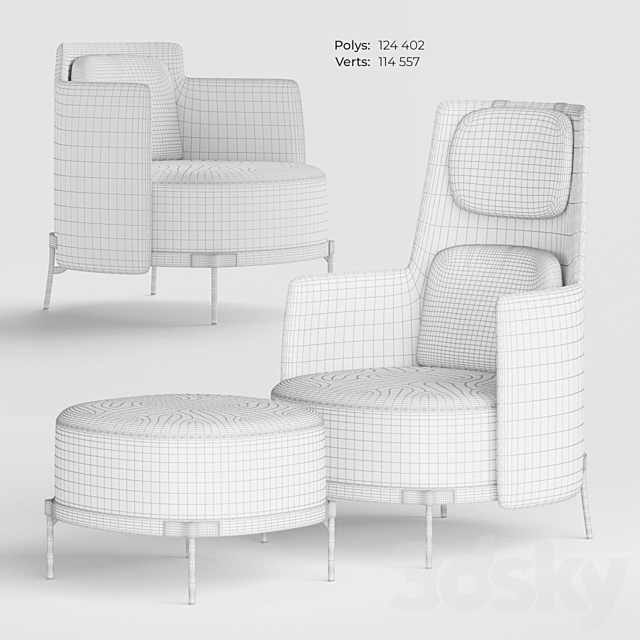 Minotti TAPE Armchairs 3d