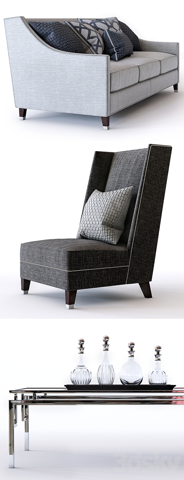 Bernhardt Palisades Sofa and Driscoll Chair 3d