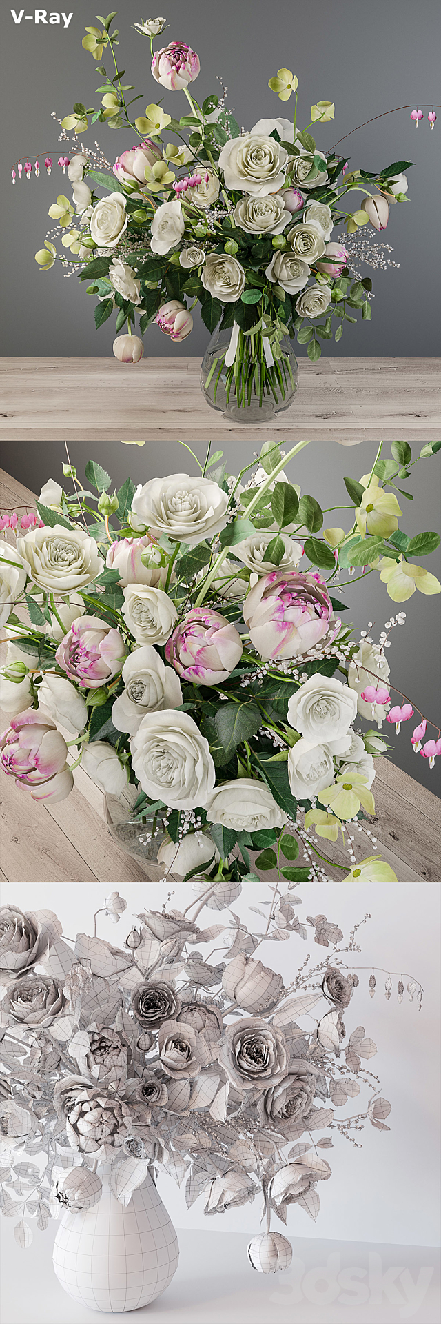 Bouquet of white roses 3DSMax File - thumbnail 3