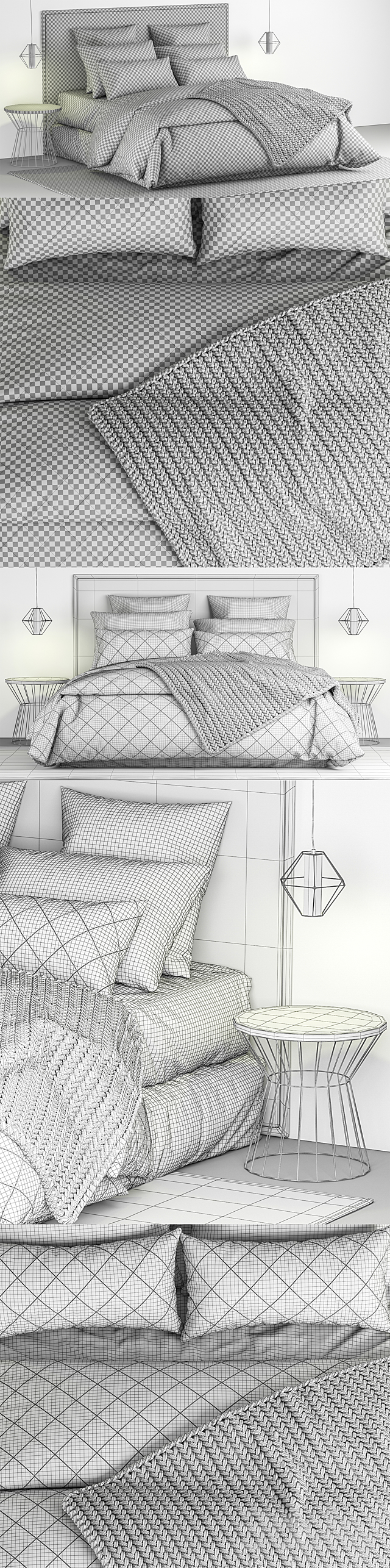 Bed and bed sheet set 1 3DSMax File - thumbnail 3
