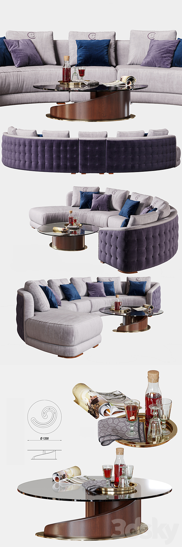 Carpanelli Contemporary Desyo Sofa Curvy Table Minerva 3DSMax File - thumbnail 2