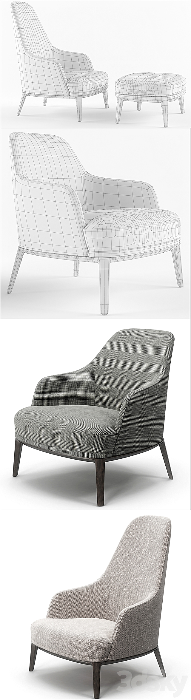Poliform Jane Large. Lounge armchairs set 3DSMax File - thumbnail 3