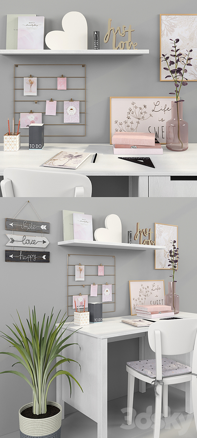 Writing-table and decor for a nursery 15 3d