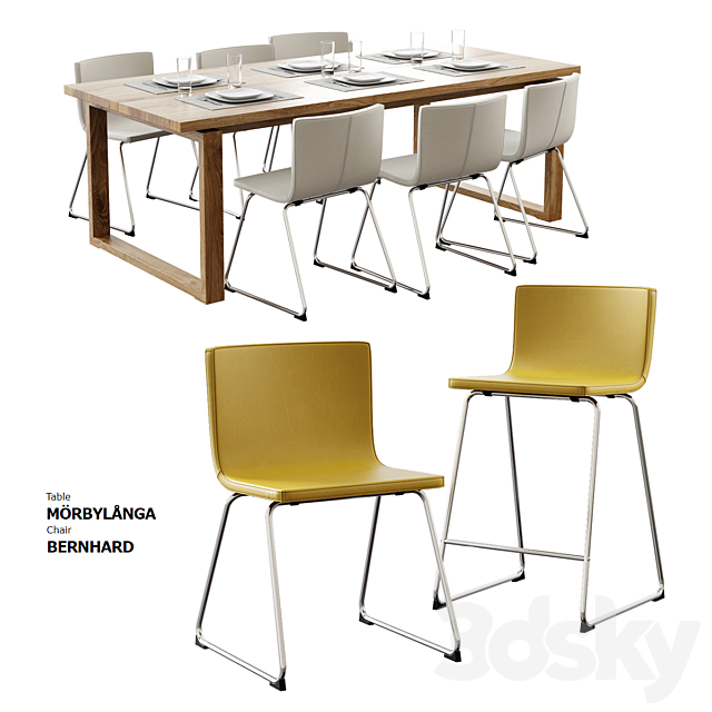 Ikea _ Morbylanga Table + Bernhard Chair 3DSMax File - thumbnail 1