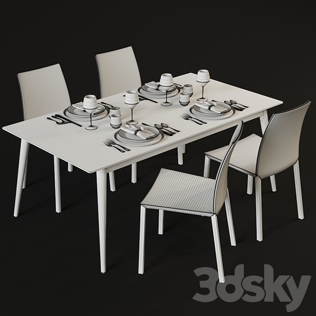 Dining table and chairs BoConcept Milano and Zarra 3DSMax File - thumbnail 2