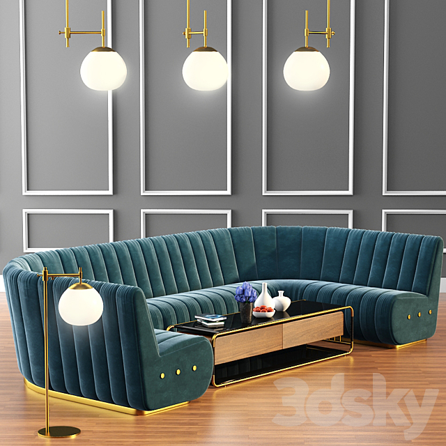 Sophia Long Sofa & Launter Table With Parquet Free Download