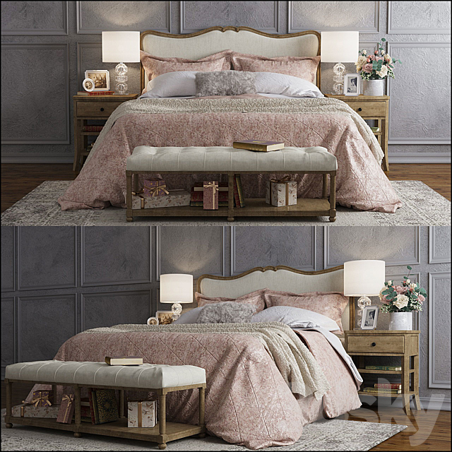 Pottery Barn Claremont bed 3DSMax File - thumbnail 1