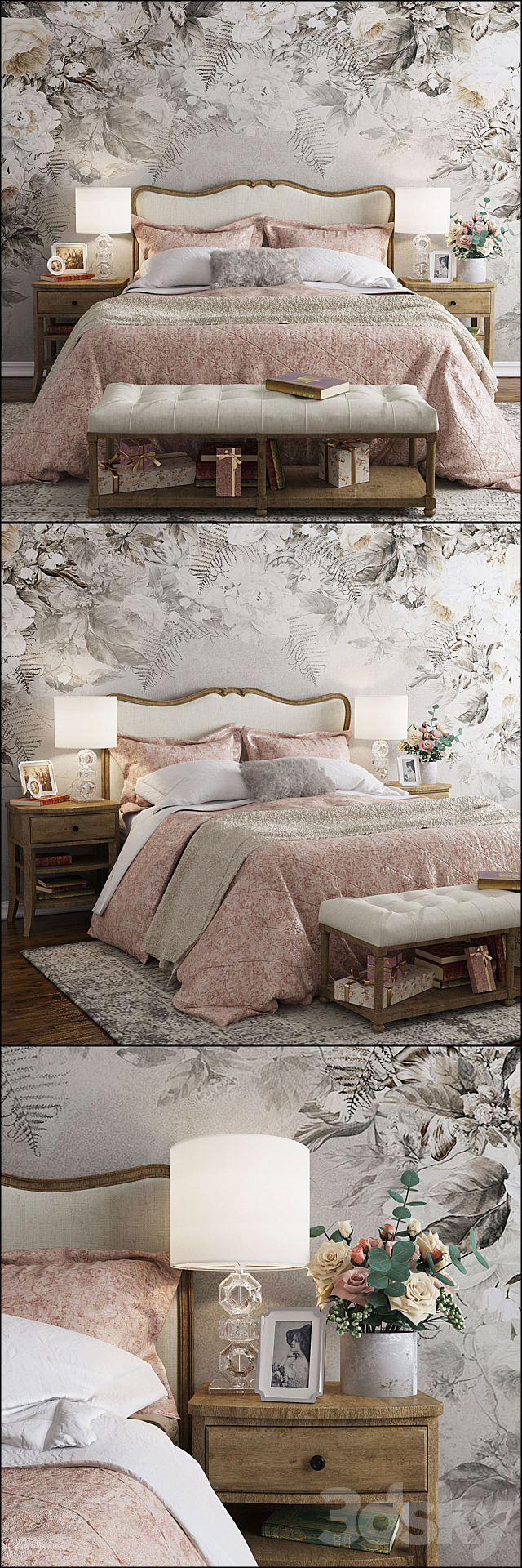 Pottery Barn Claremont bed 3DSMax File - thumbnail 2