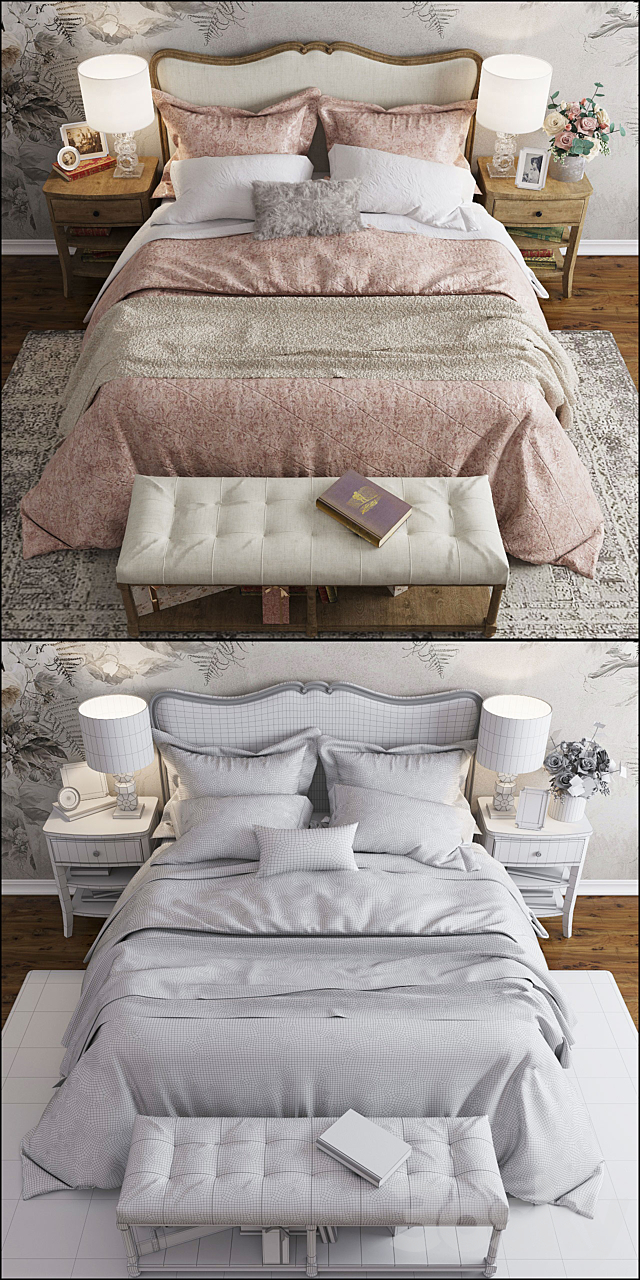 Pottery Barn Claremont bed 3DSMax File - thumbnail 3