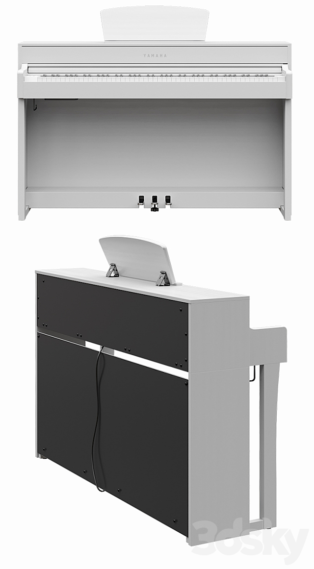Yamaha CLP-635 WH 3d