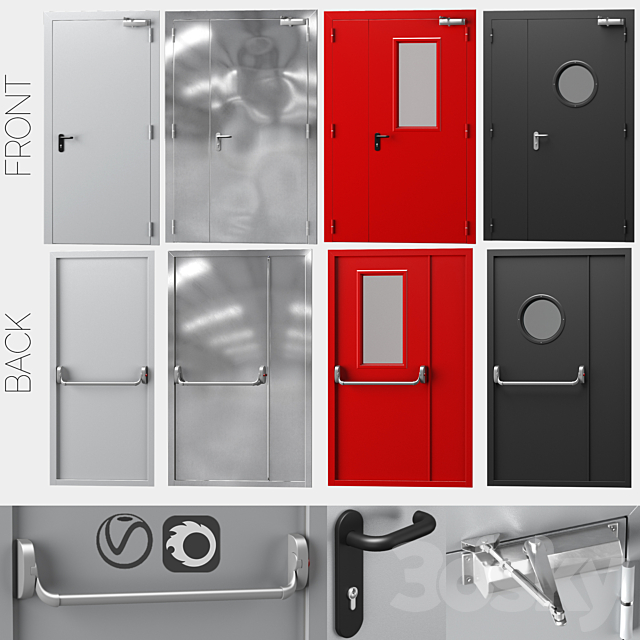 Metal fire doors. 4 colors 3DSMax File - thumbnail 1