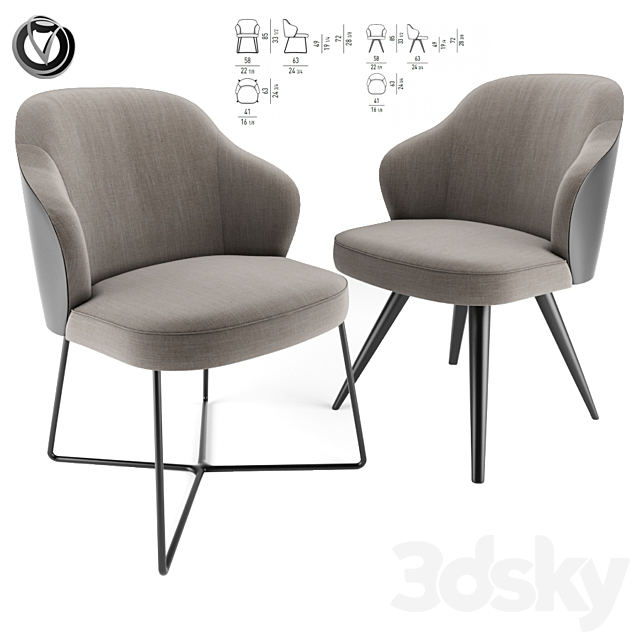 Leslie Dining Chairs Pair 3DSMax File - thumbnail 1