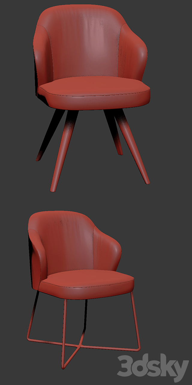 Leslie Dining Chairs Pair 3DSMax File - thumbnail 2