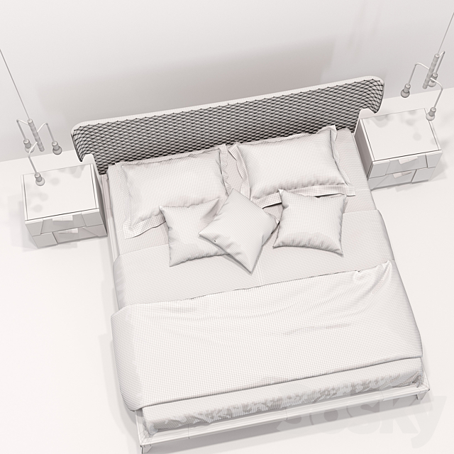 Bamax slash bed and nightstands 3DSMax File - thumbnail 3