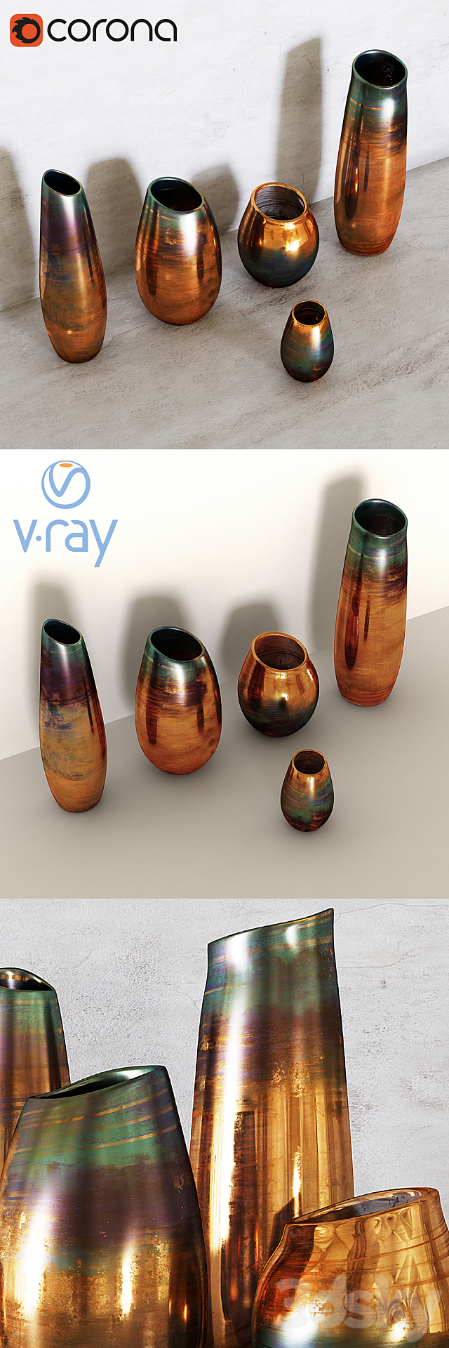 West Elm - Luster Curve Vases 3d