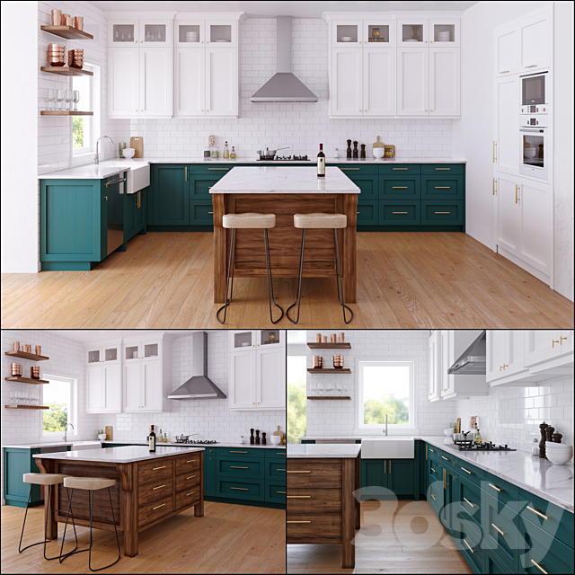 Green kitchen 3DSMax File - thumbnail 1