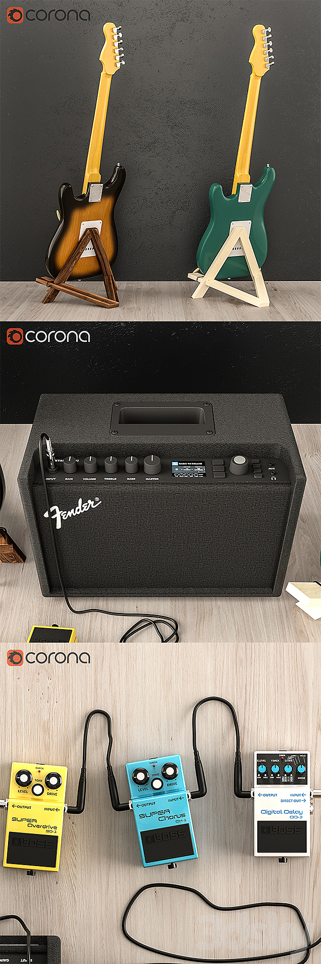 Fender guitar set 3d