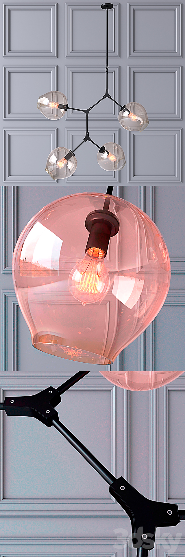 Ceiling lamp Branching Bubbles 4 lamps 3d