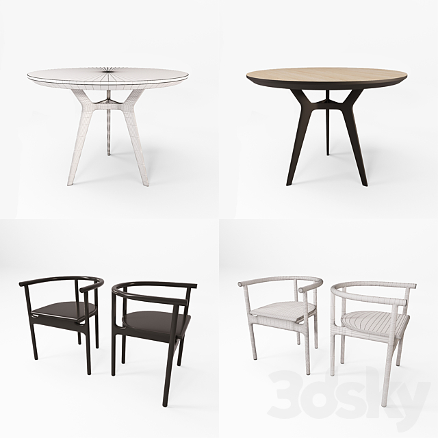 Table and semi-armchair UNIKA MOBLAR 3d