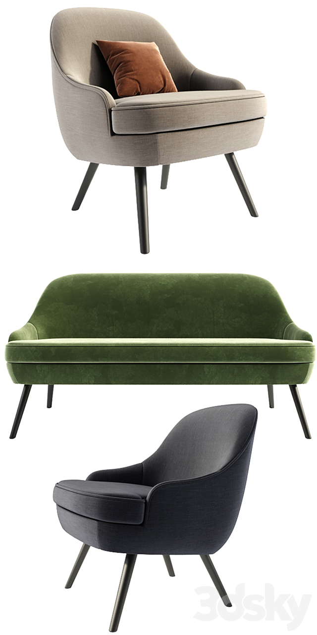 375 walter knoll Armchair And Sofa With Pillow 3d