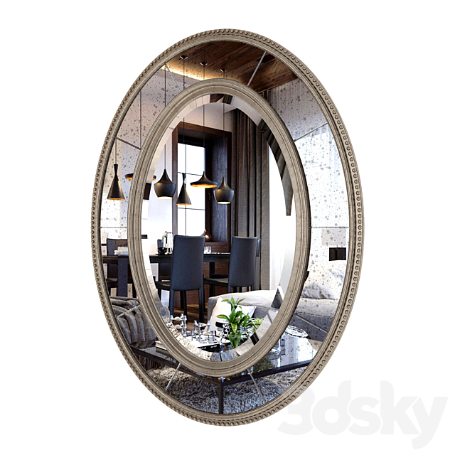 UtterMost Lara Oval Mirror 3d