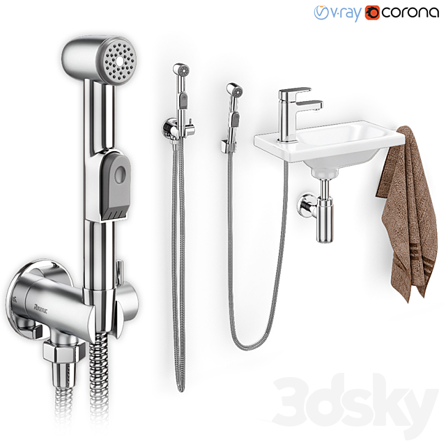 Hygienic shower with washbasin Ravak 3DSMax File - thumbnail 1