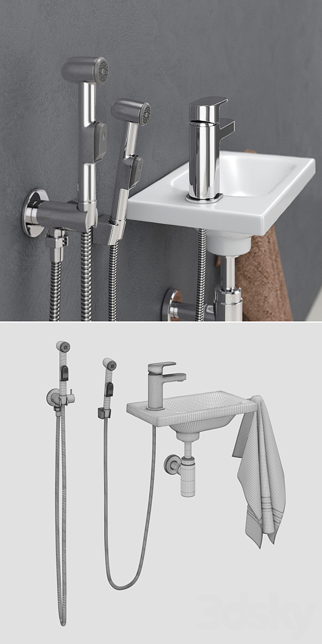Hygienic shower with washbasin Ravak 3DSMax File - thumbnail 3