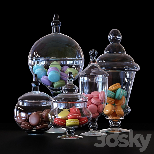 CYS Glass Candy Buffet Jar and Macaroons 3DSMax File - thumbnail 1