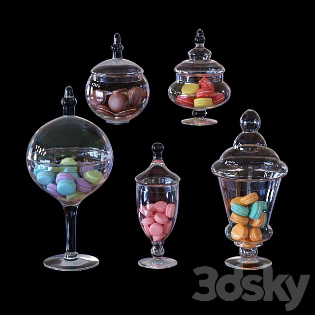 CYS Glass Candy Buffet Jar and Macaroons 3DSMax File - thumbnail 3