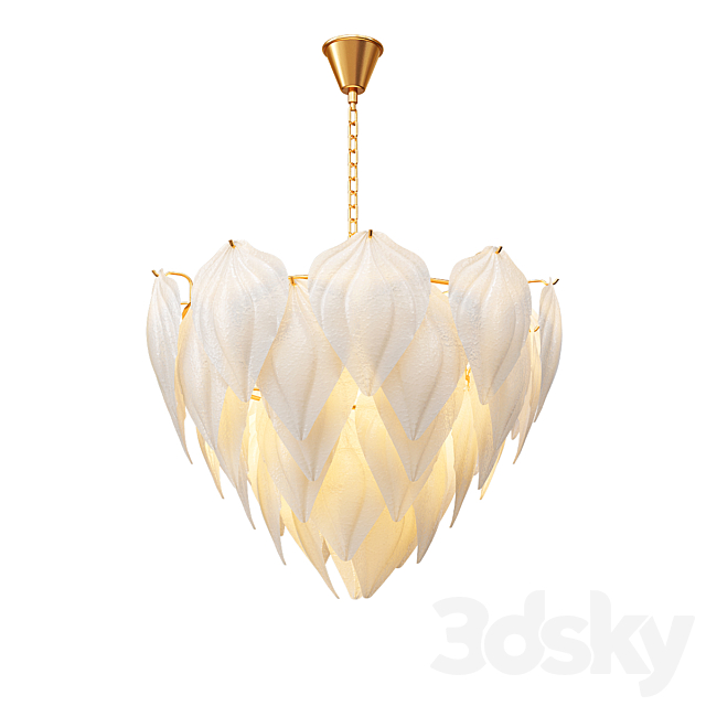 Fashion design art decorative glass leaf chandelier 3DSMax File - thumbnail 1