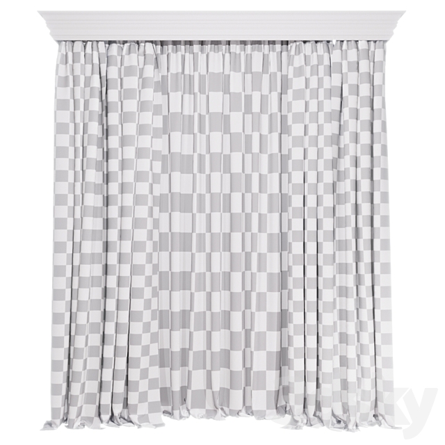 Curtains blue beige and houndstooth set of curtains 01 3DSMax File - thumbnail 2