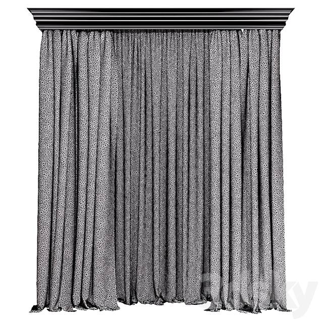 Curtains blue beige and houndstooth set of curtains 01 3DSMax File - thumbnail 3