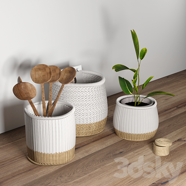 Decorative set with baskets 2 3d