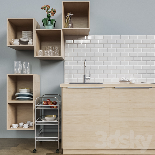 Kitchen IKEA method with facade ASKERSUND 3d