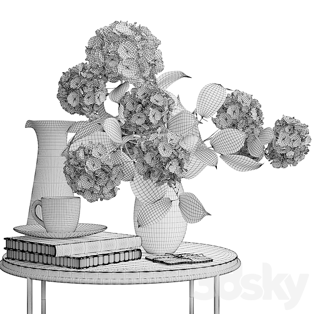 Decorative set. hydrangea 2 3d