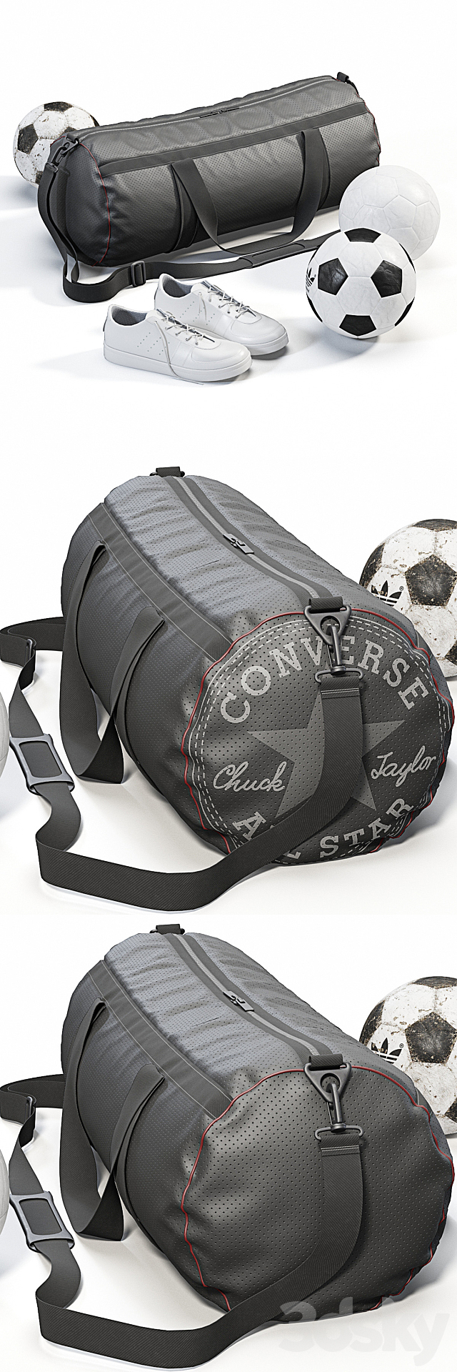Sports bag with sneakers and balls 3DSMax File - thumbnail 2