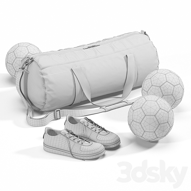 Sports bag with sneakers and balls 3DSMax File - thumbnail 3