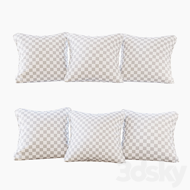 A set of pillows with prints: bird. crown. chevron and goose paw (Pillows bird crown chevron and houndstooth) 3d