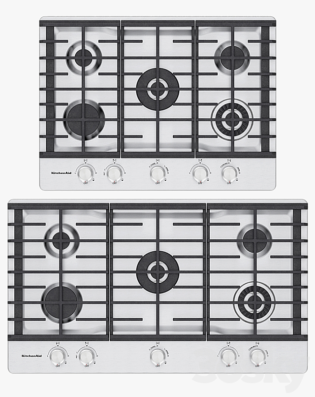 KitchenAid – 5-Burner Gas Cooktops with Griddle 3DSMax File - thumbnail 2