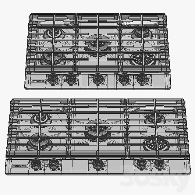 KitchenAid – 5-Burner Gas Cooktops with Griddle 3DSMax File - thumbnail 3