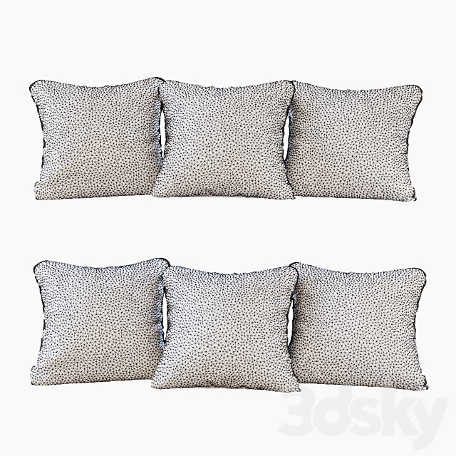 A set of pillows: beige velvet. chevron and goose paw (Pillows beige velvet chevron and houndstooth) 3DSMax File - thumbnail 3