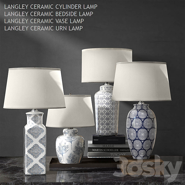 Pottery barn LANGLEY CERAMIC LAMP 3d