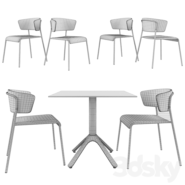 Table SCAB DESIGN Nemo. Chair SCAB DESIGN Lisa 3d