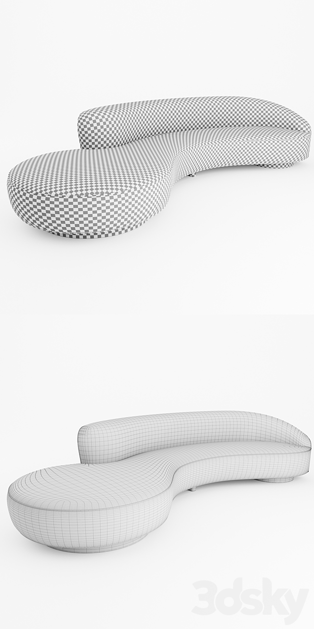 Serpentine Sofa with Arm – Vladimir Kagan 3DSMax File - thumbnail 3