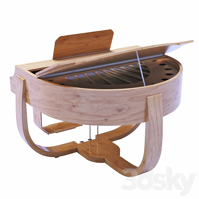 Art Deco Half-moon Grand Piano 3d