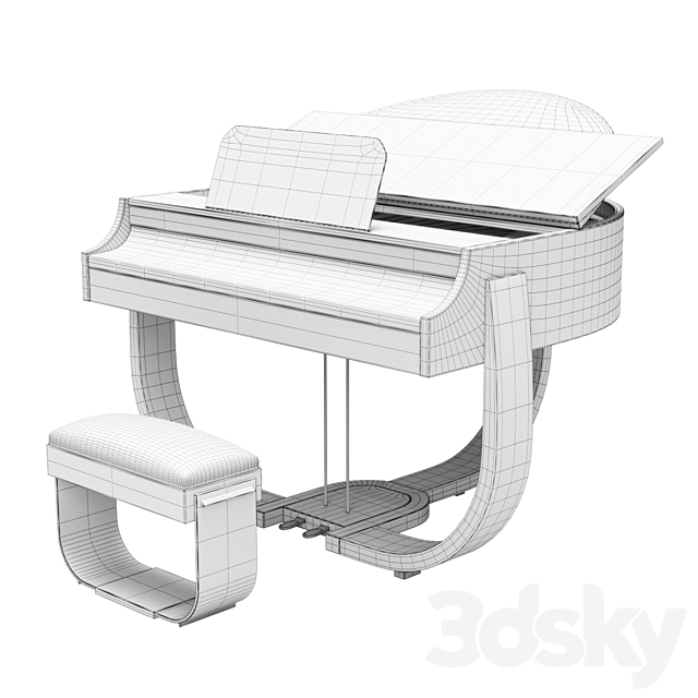 Art Deco Half-moon Grand Piano 3DSMax File - thumbnail 3
